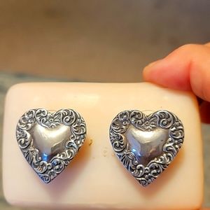 Silver Heart Earrings for pierced ears -925- pictures do not do them justice
